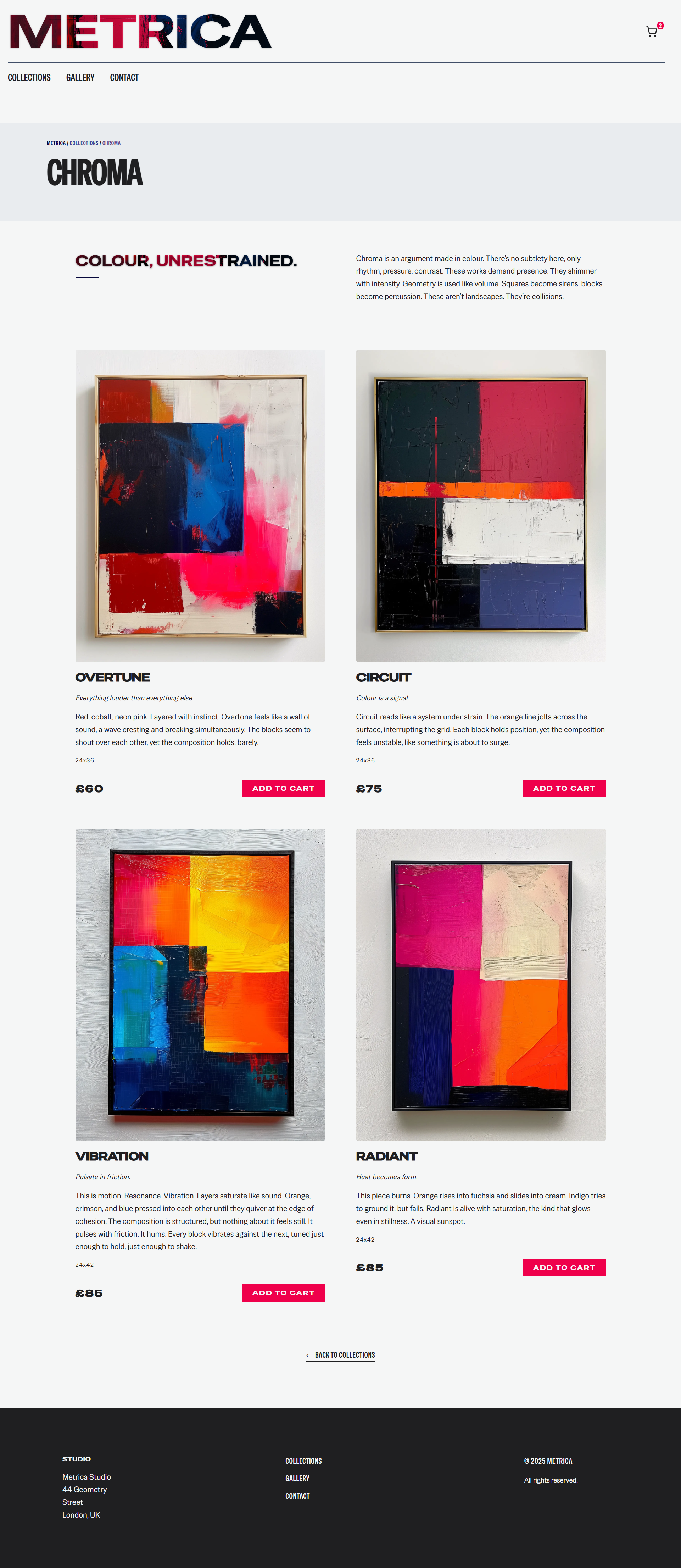 Metrica Single Collection Page